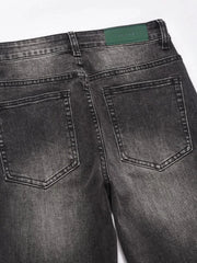 Men's Washed Straight-Leg Jeans