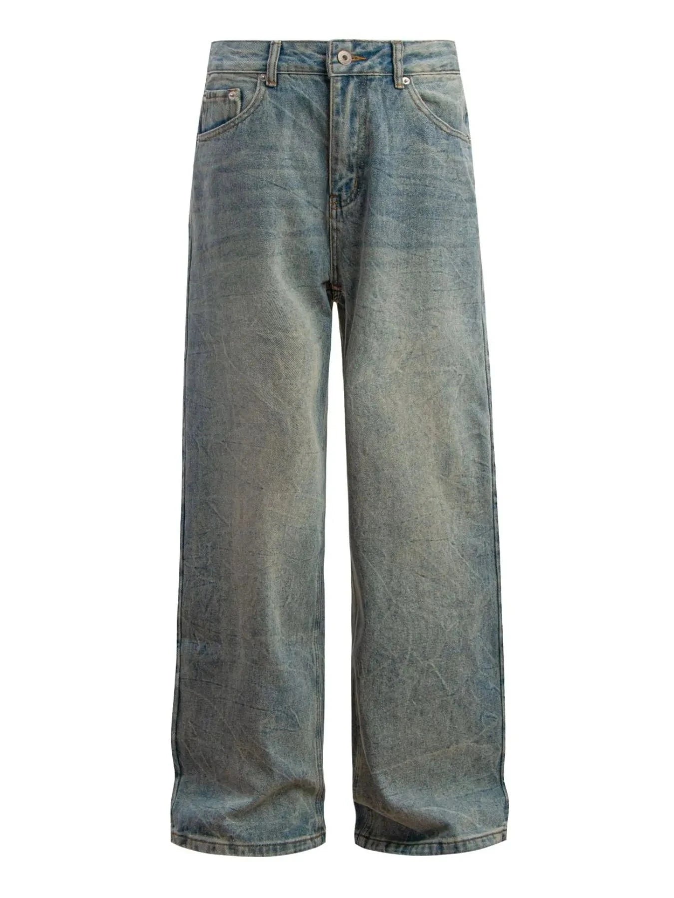 Men's Washed Wide Leg Baggy Jeans Blue / S