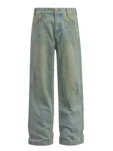 Men's Washed Wide Leg Baggy Jeans Blue / S