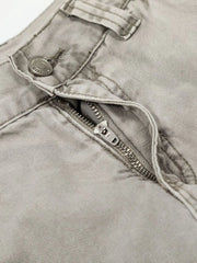 Men's Washed Wide Leg Cargo Jeans with Multiple Pockets