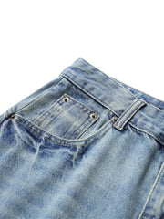 Men's Washed Wide Leg Denim Shorts
