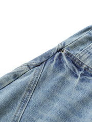 Men's Washed Wide Leg Denim Shorts