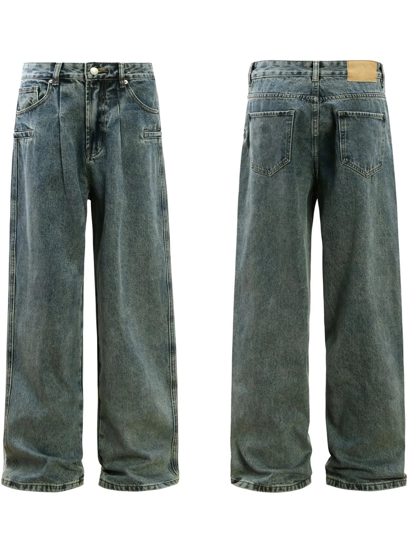 Men's Washed Wide Leg Jeans