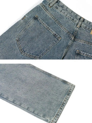 Men's Washed Wide Leg Jeans