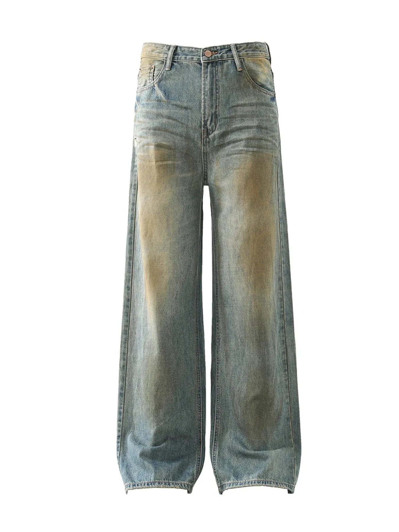 Men's Washed Wide Leg Jeans Blue / S