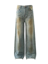 Men's Washed Wide Leg Jeans Blue / S
