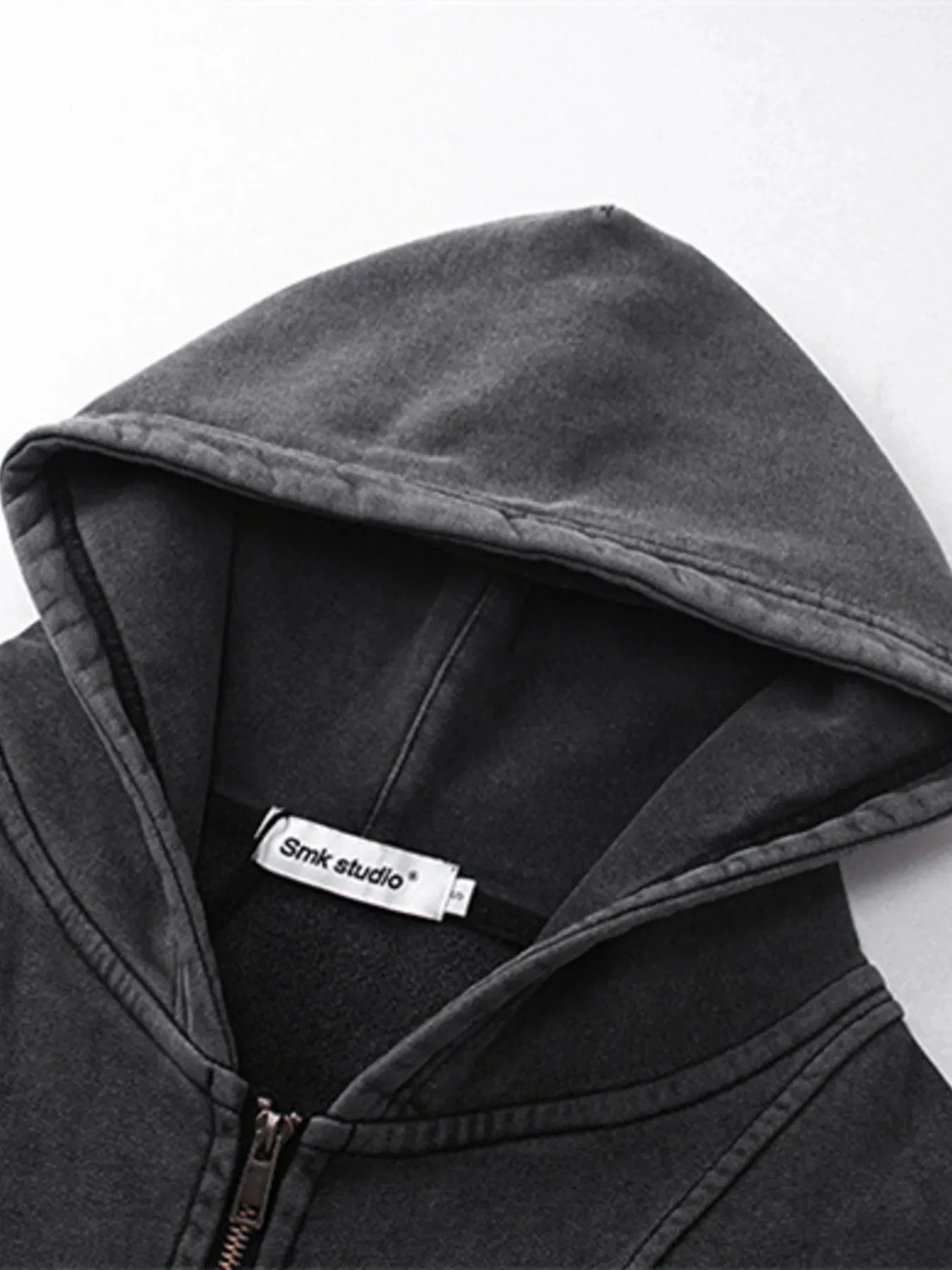 Men's Washed Zip Up Long Sleeve Hooded Jacket