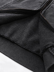 Men's Washed Zip Up Long Sleeve Hooded Jacket