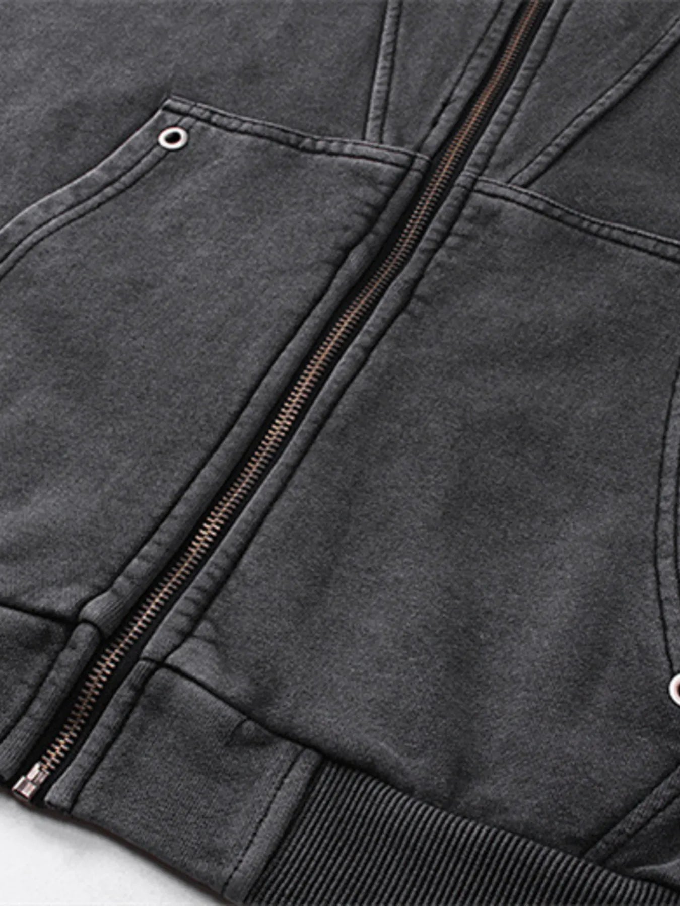 Men's Washed Zip Up Long Sleeve Hooded Jacket