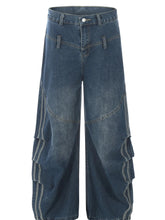 Men's Wide Leg Cargo Jeans Blue / S