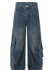 Men's Wide Leg Cargo Jeans Blue / S