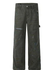 Men's Wide Leg Cargo Jeans Green / S