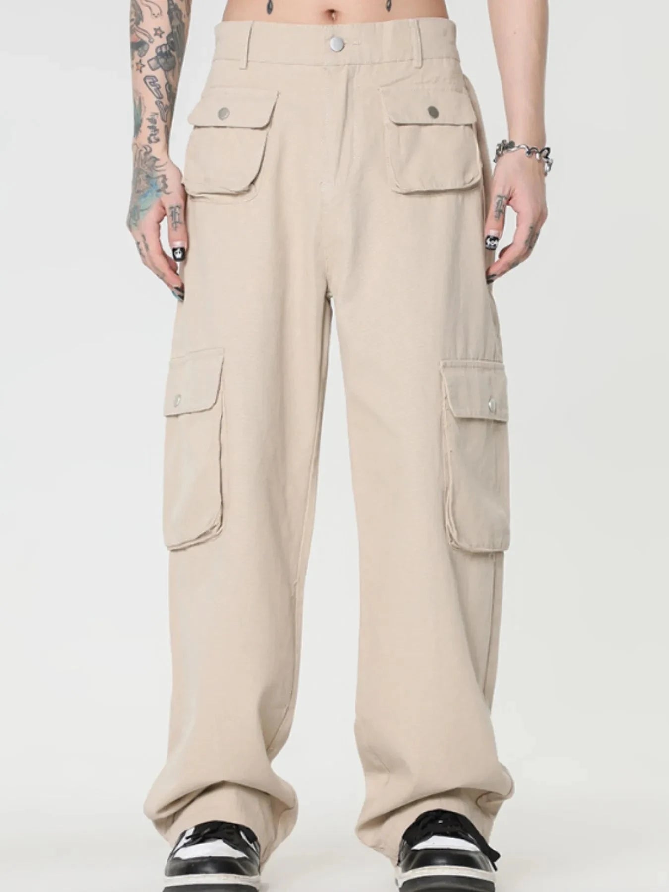 Men's Wide Leg Cargo Pants Apricot / S