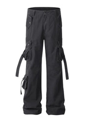 Men's Wide Leg Cargo Pants Black / S