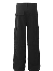Men's Wide Leg Cargo Pants Black / S
