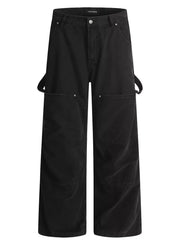 Men's Wide Leg Cargo Pants Black / S