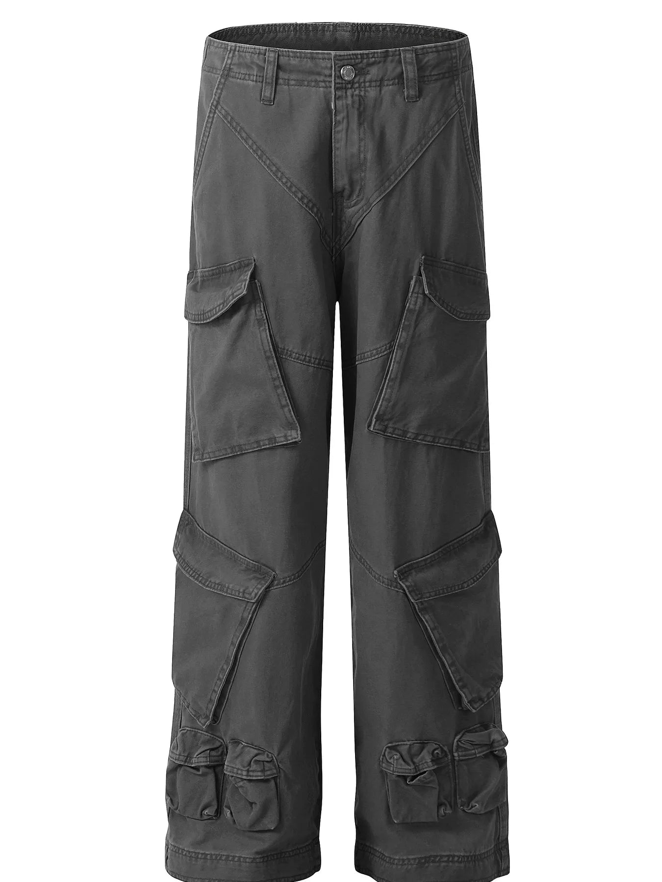 Men's Wide Leg Cargo Pants Gray / S