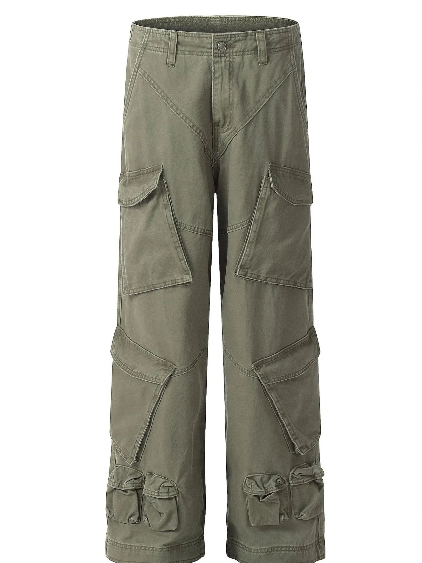 Men's Wide Leg Cargo Pants Green / S
