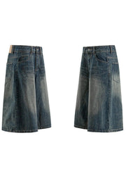 Men's Wide Leg Denim Shorts