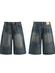 Men's Wide Leg Denim Shorts