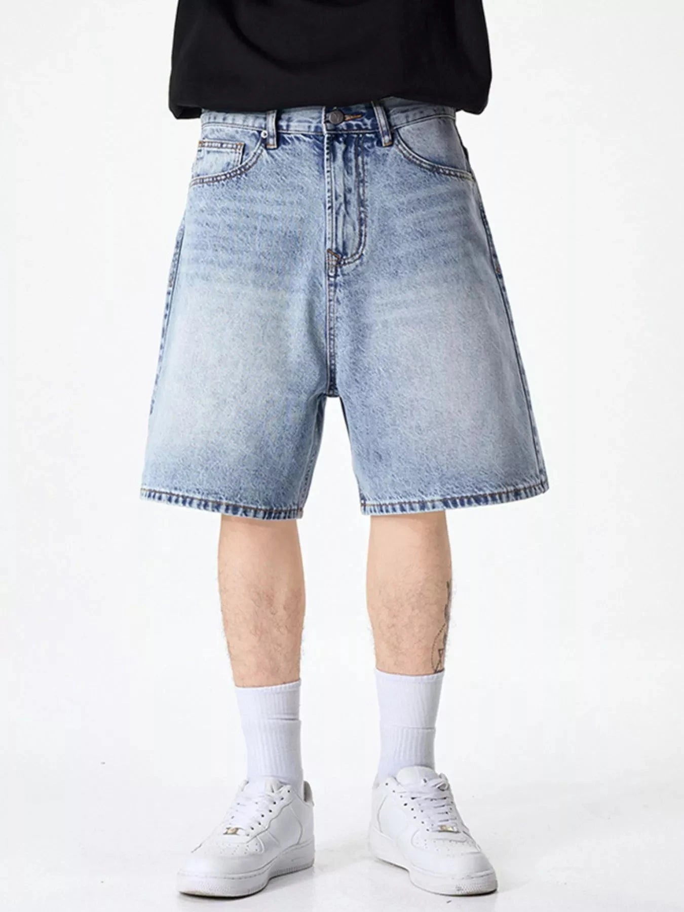 Men's Wide Leg Denim Shorts