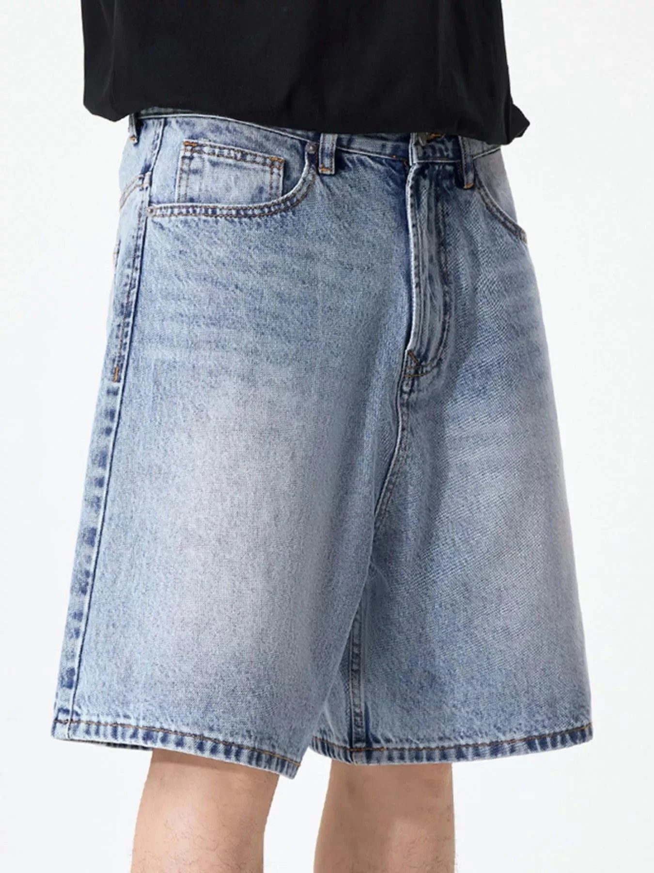 Men's Wide Leg Denim Shorts