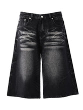 Men's Wide-Leg Denim Shorts Black / S