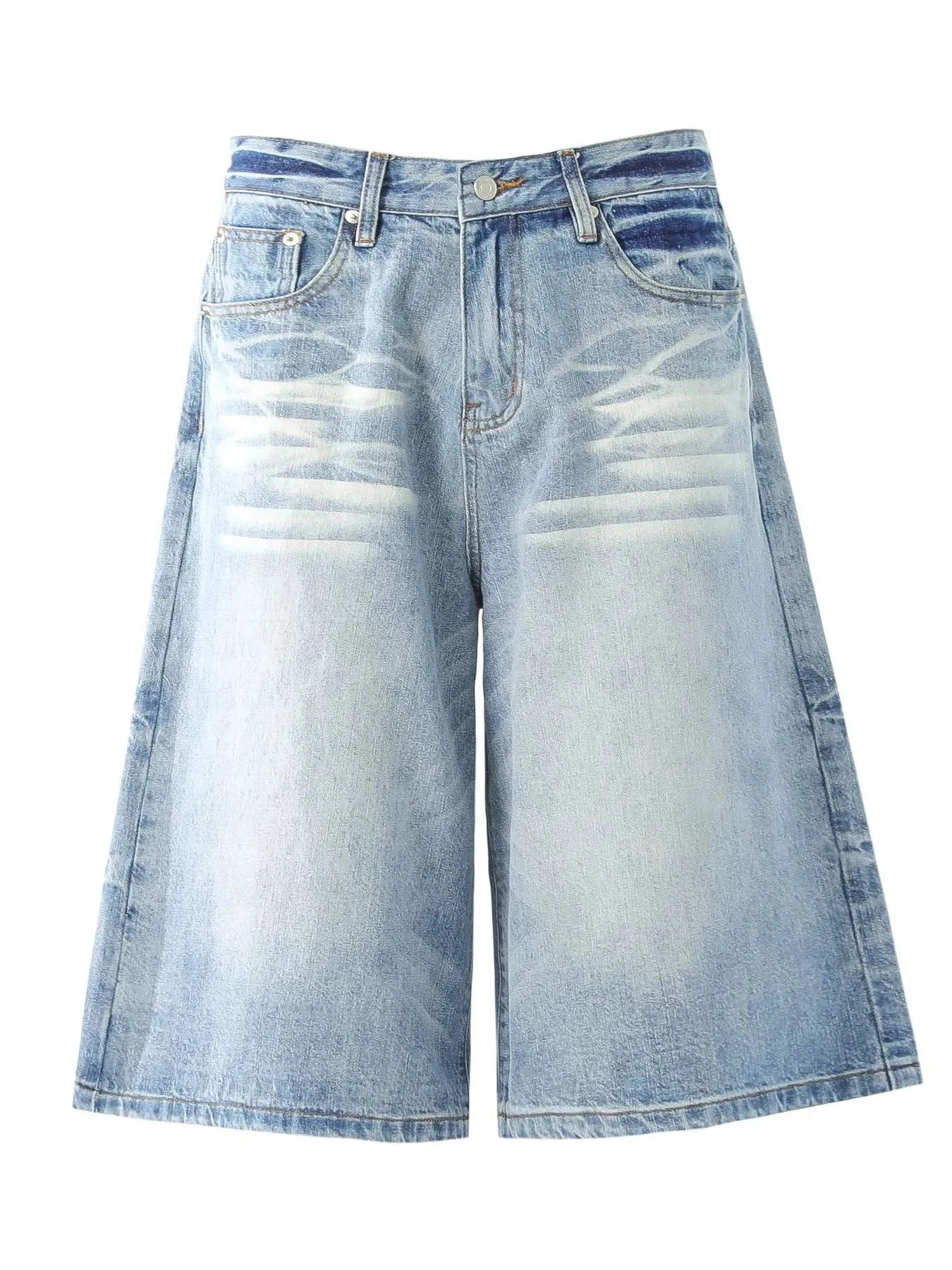 Men's Wide-Leg Denim Shorts Light Blue / S