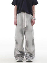 Men's Wide Leg Drawstring Cargo Pants Apricot / S