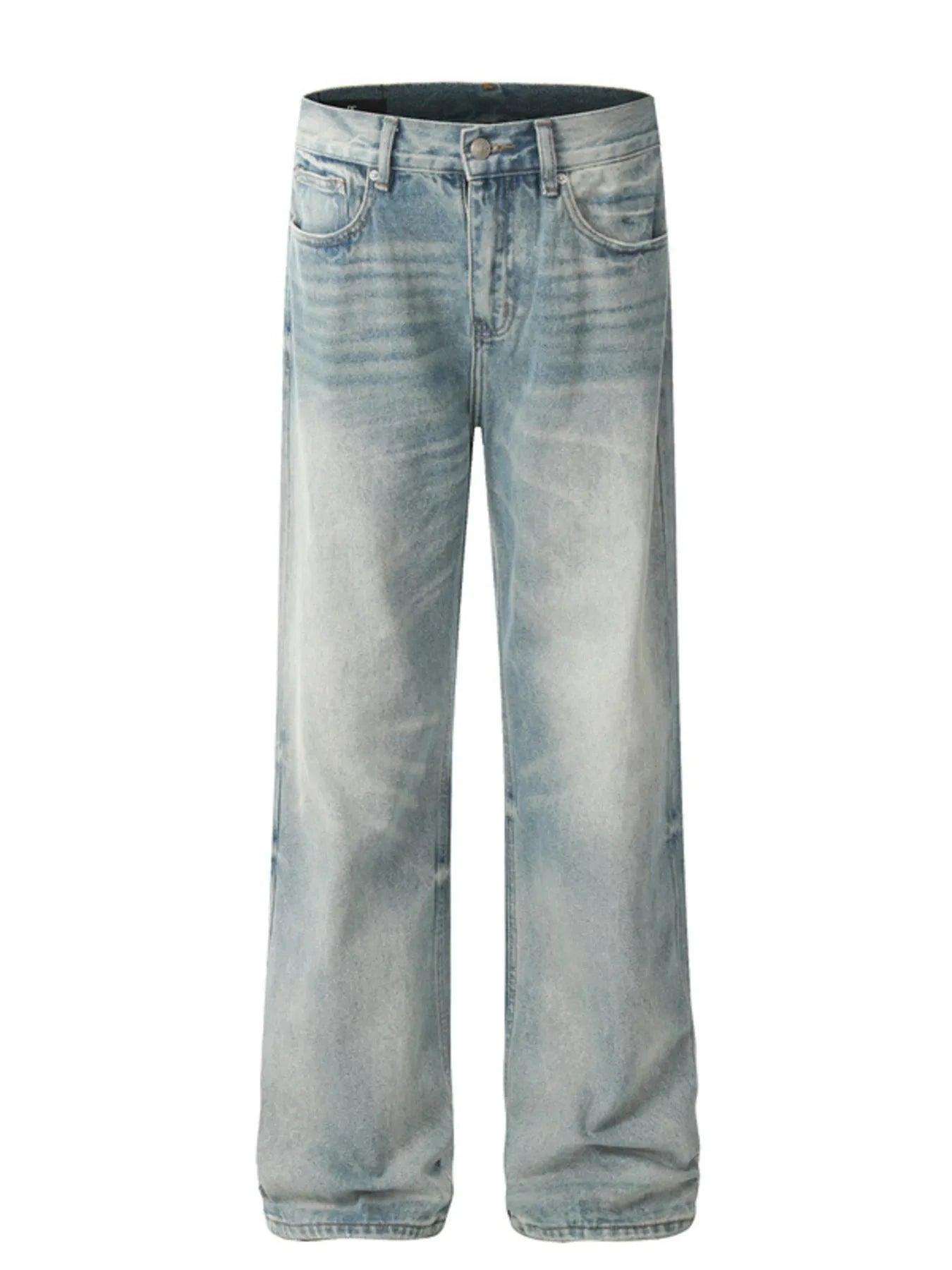 Men's Wide Leg Jeans Washed Light Blue Jeans / S