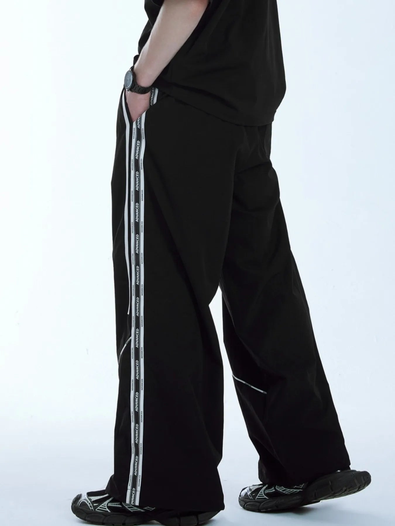 Men's Wide Leg Pants with Side Stripes