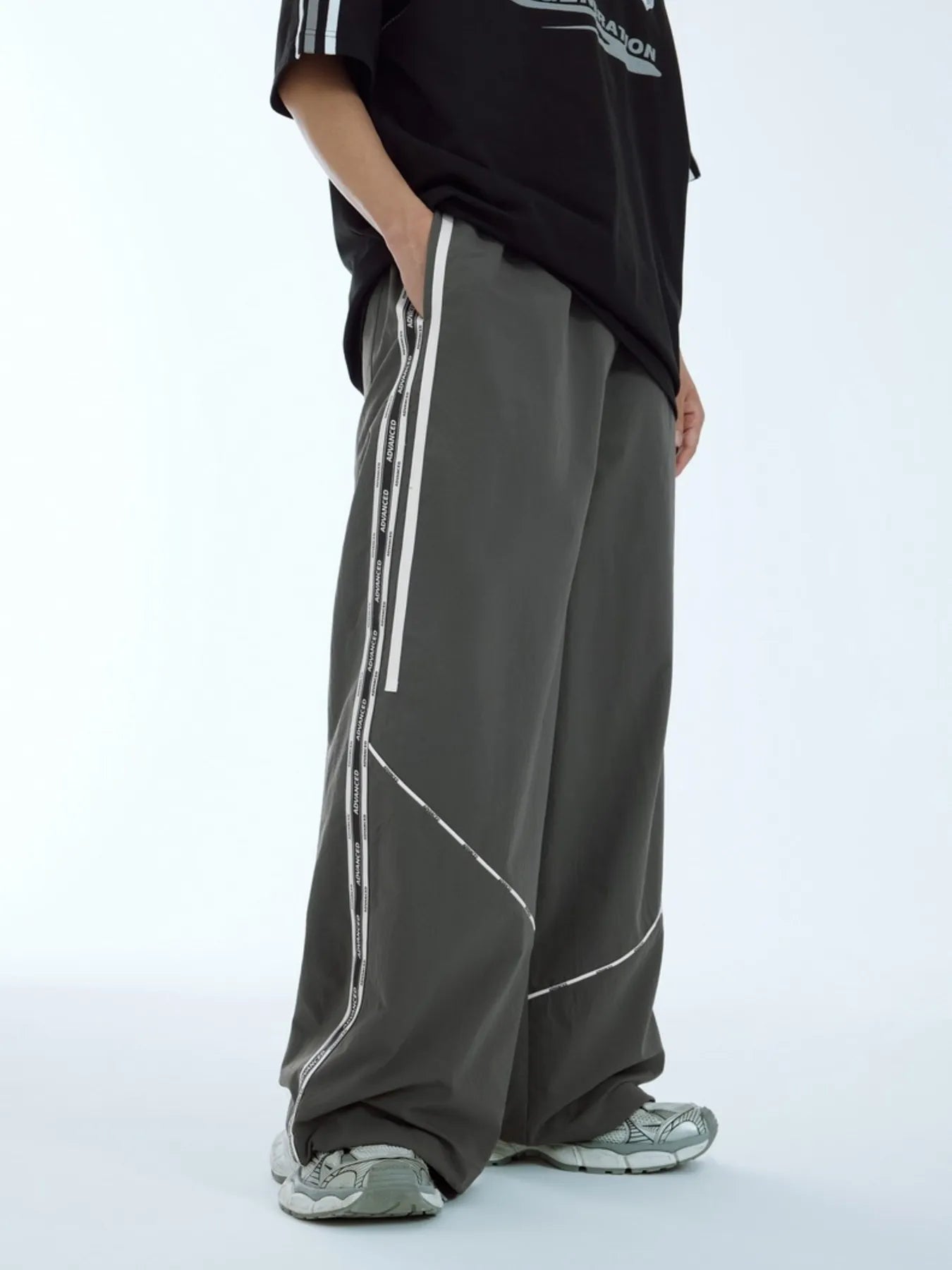 Men's Wide Leg Pants with Side Stripes