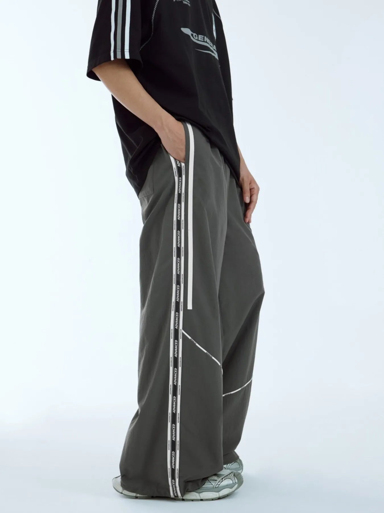 Men's Wide Leg Pants with Side Stripes