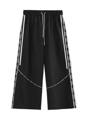 Men's Wide Leg Pants with Side Stripes Black / S