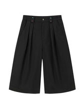 Men's Wide Leg Pleated Shorts Black / S