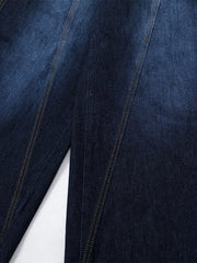 Men's Wide Leg Wash Denim Jeans with Signature Detail