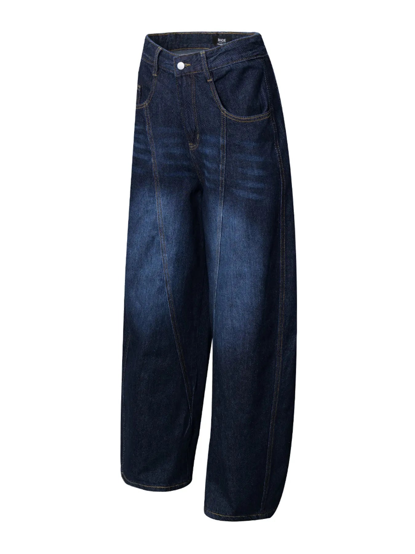 Men's Wide Leg Wash Denim Jeans with Signature Detail