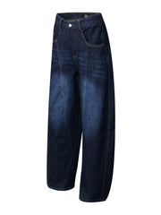 Men's Wide Leg Wash Denim Jeans with Signature Detail