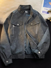 Men's Zip Up Casual Bomber Jacket Gray / M