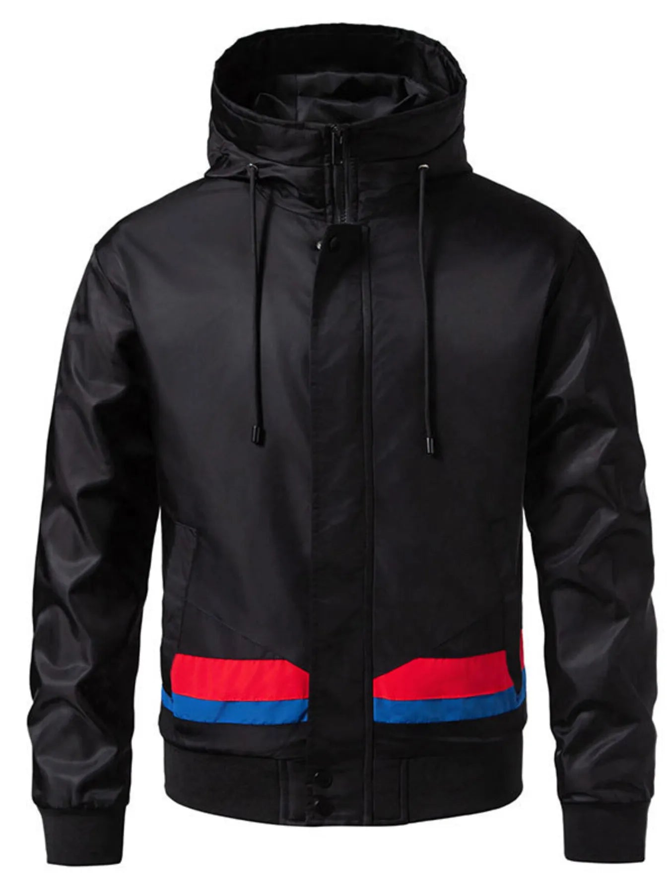Men's Zip Up Hooded Windproof Jacket Black / M
