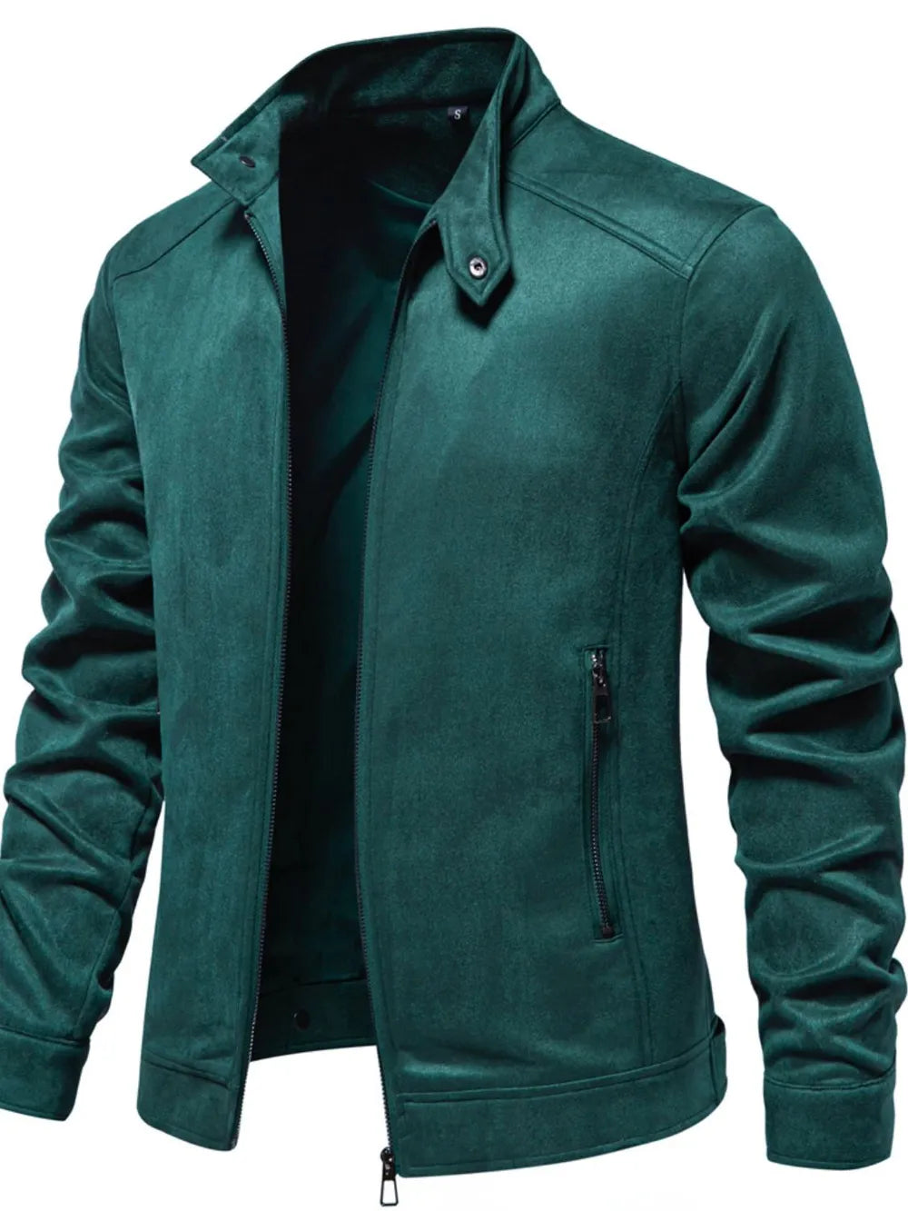Men's Zip Up Long Sleeve Biker Jacket Deep Teal / S