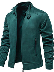 Men's Zip Up Long Sleeve Biker Jacket Deep Teal / S