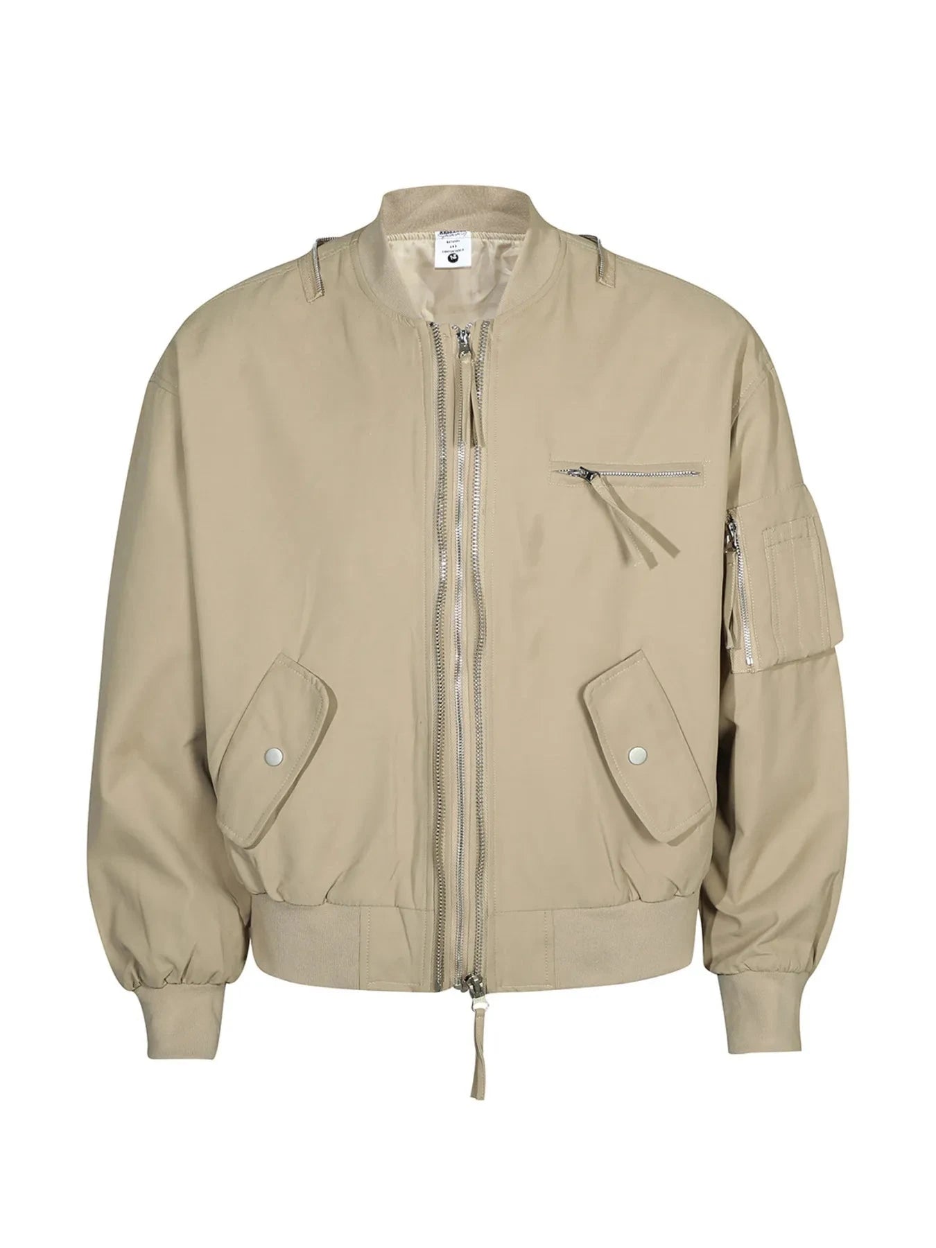 Men's Zip Up Long Sleeve Jacket Apricot / M