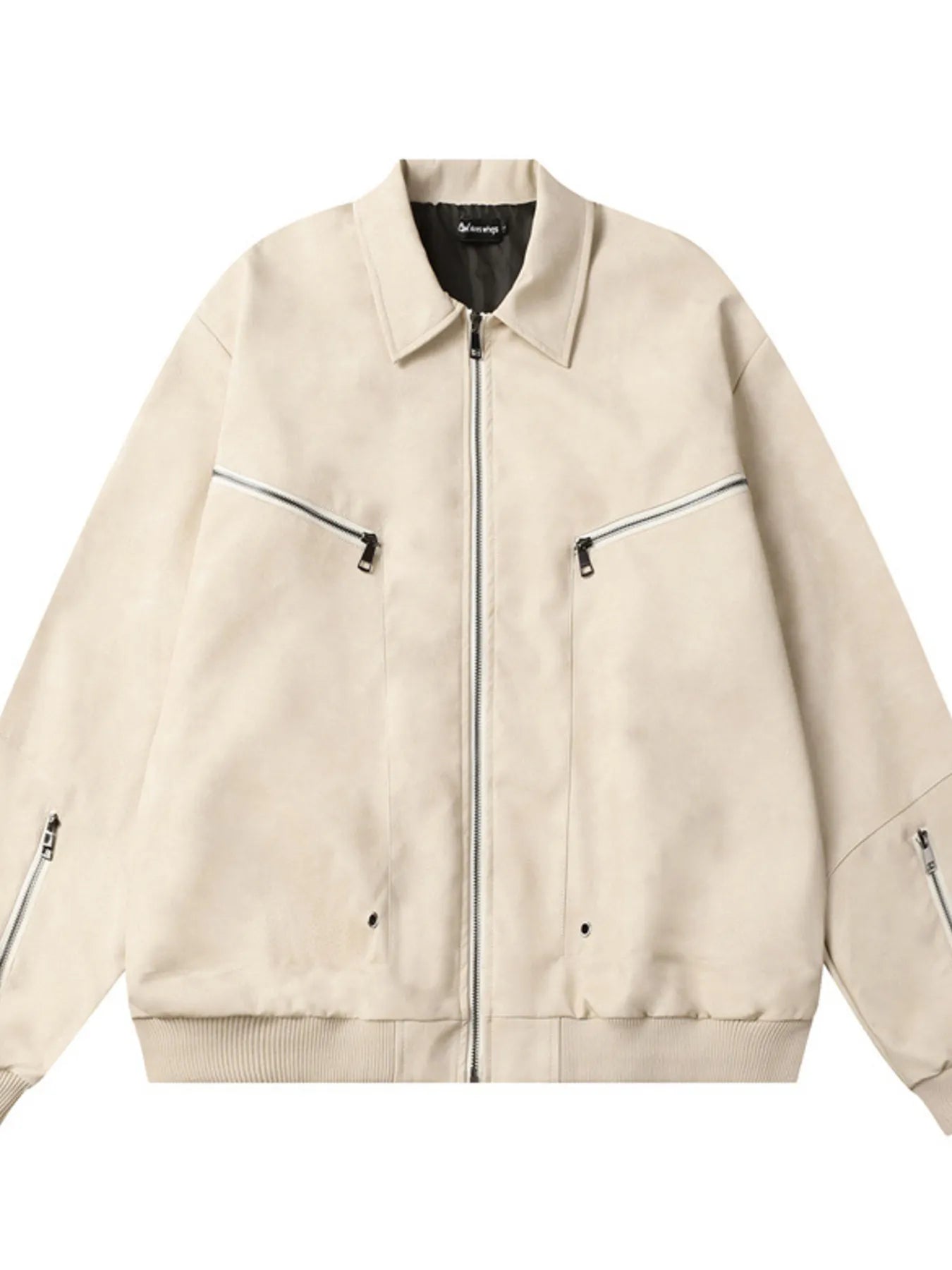 Men's Zip Up Long Sleeve Jacket Apricot / M