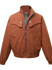 Men's Zip Up Long Sleeve Jacket Brown / M