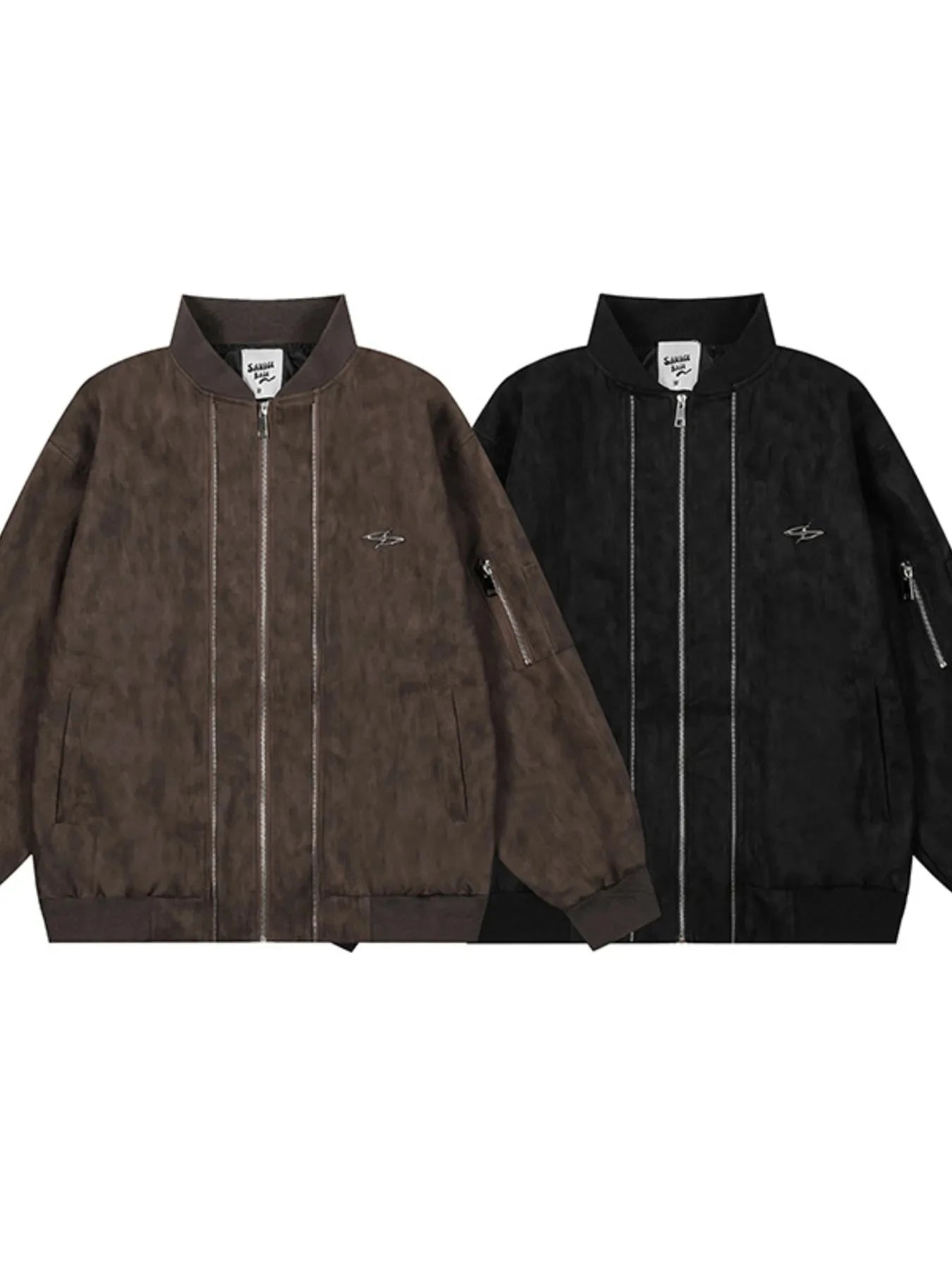 Men's Zip Up Long Sleeve Jacket Coffee Color / M