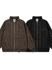 Men's Zip Up Long Sleeve Jacket Coffee Color / M