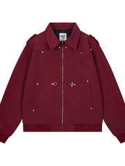 Men's Zip Up Long Sleeve Jacket Dark Red / M
