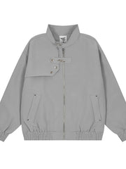 Men's Zip Up Long Sleeve Jacket Gray / M