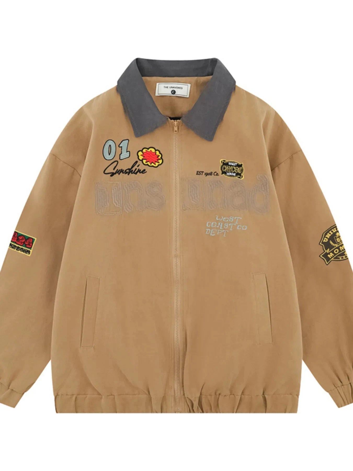 Men's Zip Up Long Sleeve Jacket Khaki / M